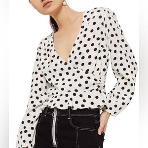 TopShop Shadow Print Wrap Blouse 4 NWT